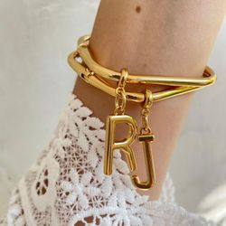 Bracelete quadrado inicial - BRA0093 - Florenza Semijoias