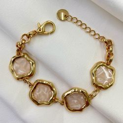 Pulseira elos madrepérola - PUL0019 - Florenza Semijoias
