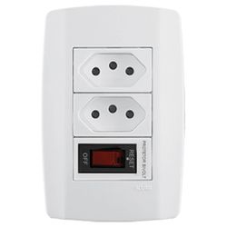 TOMADA DUPLA 10A 250V + MODULO DE PROTEÇÃO BIVOLT ... - FLUZÃO CONSTRUÇÃO