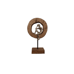 ESCULTURA MOON PENSADOR MADEIRA/ALUMÍNIO - FLUZÃO CONSTRUÇÃO
