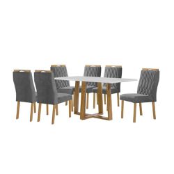 CONJUNTO MESA PEDRO COM 6 CADEIRAS GENOVA - FLUZÃO CONSTRUÇÃO
