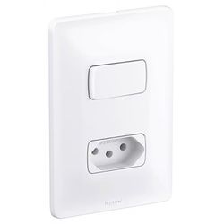 INTERRUPTOR SIMPLES + TOMADA 2P+T 4X2 10A ZEFFIA - FLUZÃO CONSTRUÇÃO