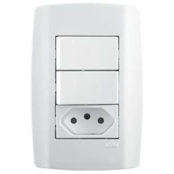 INTERRUPTOR DUPLO TECLA SIMPLES + TOMADA 10A 250V ... - FLUZÃO CONSTRUÇÃO