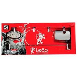 KIT BANHEIRO 5 PECAS CROMADO JUNIOR LEÃO METAIS - FLUZÃO CONSTRUÇÃO