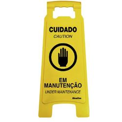 CAVALETE AMARELO 27X65CM - CUIDADO EM MANUTENCAO - FLUZÃO CONSTRUÇÃO