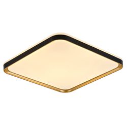PLAFON TORONTO QUADRADO 30CM 24W PRETO COM DOURADO - FLUZÃO CONSTRUÇÃO