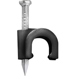 FIXA FIO COAXIAL 6 PRETO + PREGO 2,5X25 - 20 PEÇAS - FLUZÃO CONSTRUÇÃO