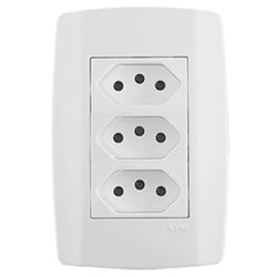 TOMADA TRIPLA 250V 4X2 SLIM ILUMI - FLUZÃO CONSTRUÇÃO