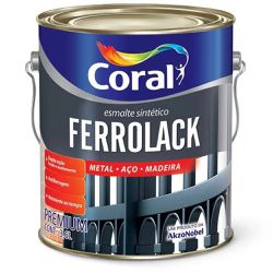 ESMALTE FERROLACK BRILHANTE 3,6 LITROS CORAL - FLUZÃO CONSTRUÇÃO
