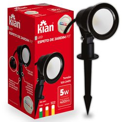 ESPETO PARA JARDIM LED FIT PRETO 5W KIAN - FLUZÃO CONSTRUÇÃO