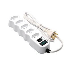 FILTRO DE LINHA 1M BRANCO 5 TOMADAS BIVOLT ILUMI - FLUZÃO CONSTRUÇÃO