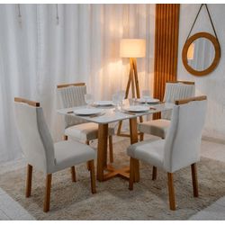 CONJUNTO DE MESA DE JANTAR PEDRO COM 4 CADEIRAS GE... - FLUZÃO CONSTRUÇÃO