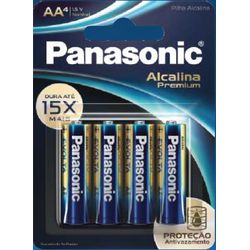 PILHA PANASONIC ALCALINA PREMIUM AA COM 4 UNIDADE - PADRÃO FONZAR