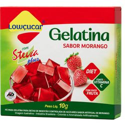 GELATINA LOWÇUCAR PLUS C/ STEVIA MORANGO 10 G - PADRÃO FONZAR