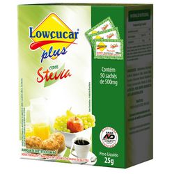 ADOÇANTE LOWÇUCAR PLUS SACHÊ C/ STEVIA 50X0.5 G (0... - PADRÃO FONZAR
