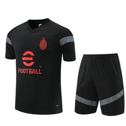 Conjunto Treino Camisa + Short AC Milan Black 22/2... - Tailandesas Atacado