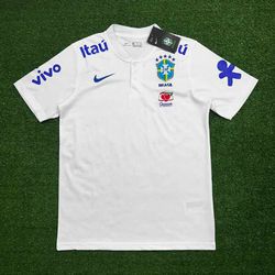 22/23 Brasil Gola baixa POLO - Branco - 103010 - FUTCAMISA