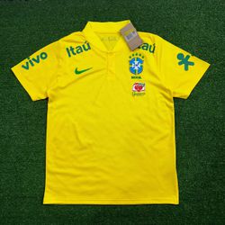 22/23 Brasil Gola Baixa Polo - Amarela - torcedor ... - FUTCAMISA