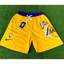 Shorts Treino Nba Lakers - Masculino - Amarelo/Rox... - Tailandesas Atacado