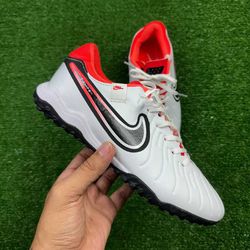 Chuteira Society Nike Tiempo (tf) - Branco/laranja... - CATALOGO