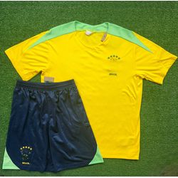 Conjunto Treino Camisa + Short Brasil 2024 - Amare... - BLACK NORDESTE ATK