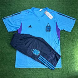 Conjunto De Treino Meia Calça + Camisa Argentina -... - Tailandesas Atacado