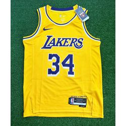 NBA Lakers O'neal 34 Edição Jogador Silk - Amarela... - FUTCAMISA