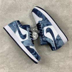 Tênis Air Jordan 1 Low - Jeans/Branco - NKJ1LB - Tailandesas Atacado