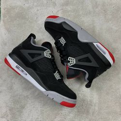 Tênis NK Air Jordan 4 - Preto, Sol Vermelha - NKJP - Tailandesas Atacado