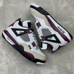 Tênis Air Jordan 4 Paris Saint Germain - Vinho/Bra... - Tailandesas Atacado