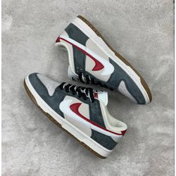 Tênis NK Dunk Low (Dois símbolos) - Cinza/Branco -... - Tailandesas Atacado