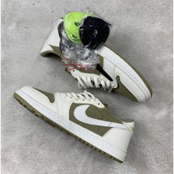 Tênis NK Travis Scott Jordan 1 Golf - Verde/Branco... - Tailandesas Atacado