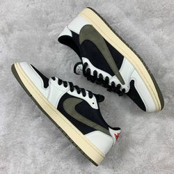 Tênis NK Travis Scott Jordan 1 - Branco/Verde/Pret... - Tailandesas Atacado