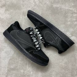 Tênis NK Travis Scott Jordan 1 Low - Preto - NKDP - Tailandesas Atacado