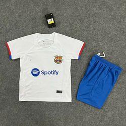 Conjunto Infantil Barcelona Away 23/24 Branco/ Sho... - CATALOGO