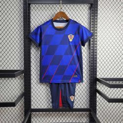 Conjunto Infantil Croácia Away II 24/25 - Azul - I... - FUTCAMISA
