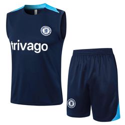 Conjunto Treino Regata + Short Chelsea 2024/25 - A... - FUTCAMISA