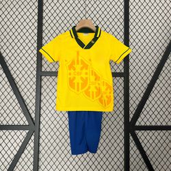 Conjunto Infantil Brasil 93/94 Home Retrô - Amarel... - FUTCAMISA