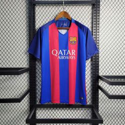 Camisa Barcelona Home I 16/17 – Azul e Grená – Ret... - FUTCAMISA