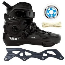 Patins Custom+ Base HD Inline+ 2 Jogos hardweels fitness + Cadarço Branco