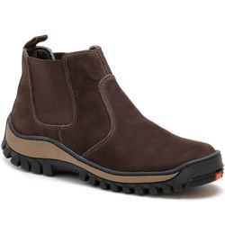 Bota Botina Masculina 100% Couro Nobuck Marrom - FRANBOOTS | Calçados em Couro