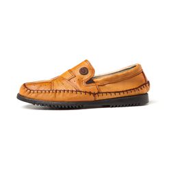 Sapatilha Mocassim Masculino 100% Couro Bovino Marrom Amarelada - FRANBOOTS | Calçados em Couro