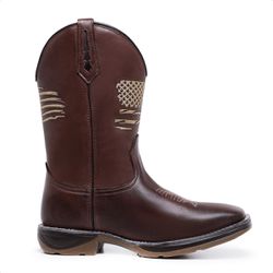 Bota Texana Country Cano Alto Couro Legítimo Premium Bico Quadrado Western - FRANBOOTS | Calçados em Couro