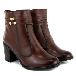 BOTA DE COURO CANO CURTO FEMININA SALTO ALTO FIREN... - FRANCABOOTS 