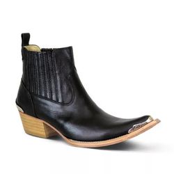 BOTINA MASCULINA COURO FLOATER PRETO COM PONTEIRA ... - FRANCABOOTS 