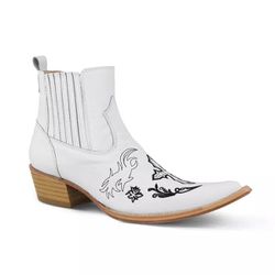 BOTINA MASCULINA COURO FLOATER BRANCO BORDADO - SV... - FRANCABOOTS 