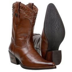Bota Feminina Bico Fino Cano Curto Em Couro Legiti... - FRANCABOOTS 