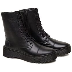 BOTA COTURNO BLOGUEIRA DE COURO ESTILO MILITAR CAN... - FRANCABOOTS 