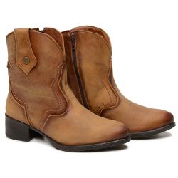 Bota Feminina em Couro Texas Mostarda - FGF9080/90... - FRANCABOOTS 