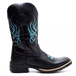 Bota Texana Masculina Couro Floater Preto e Ecolog... - FRANCABOOTS 